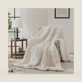 L'AGRATY Chunky Knit Throw Blanket for Couch, 50'' x 60'' Knit Throw, Ivory