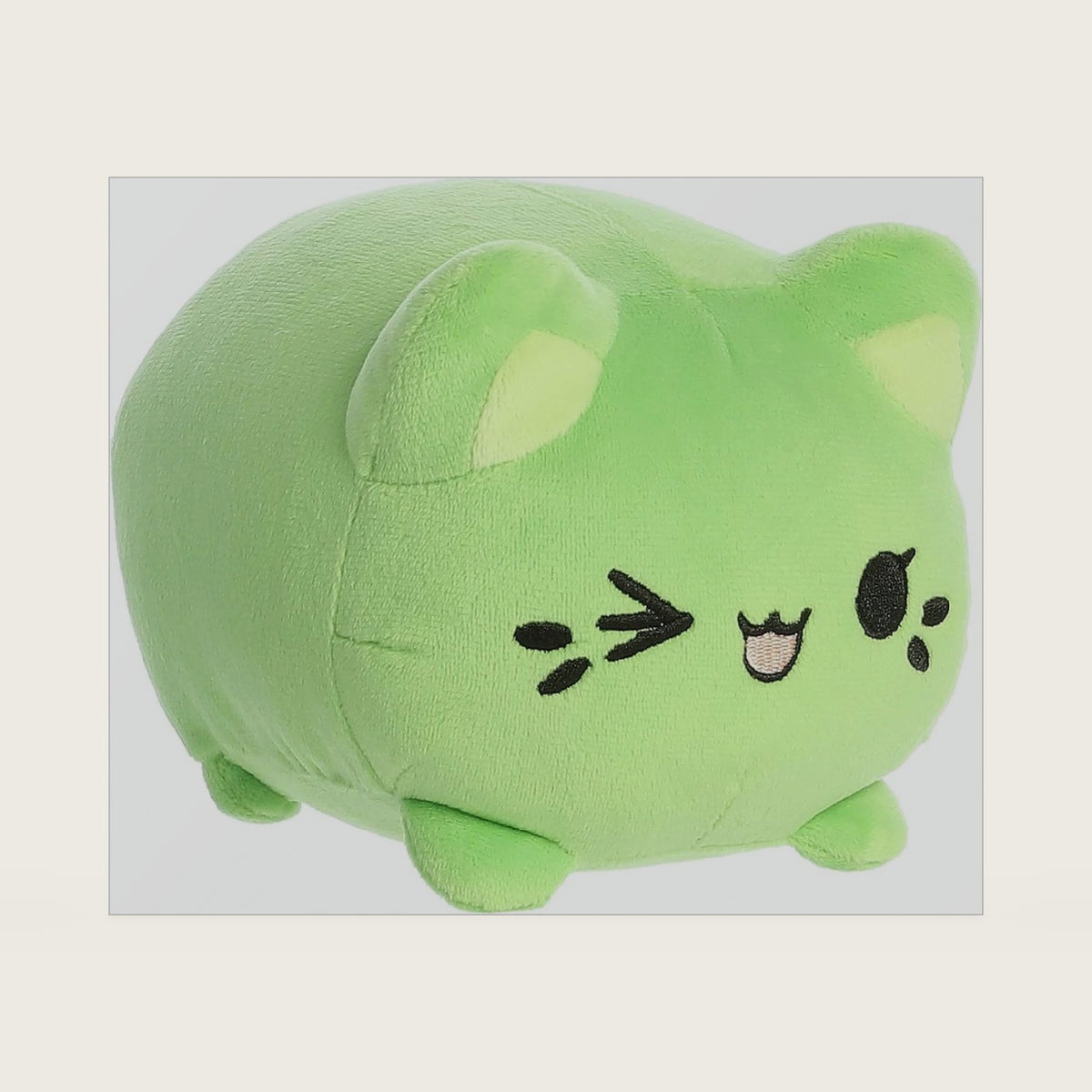 ® Enchanting Tasty Peach® Pistachio Meowchi Stuffed Animal - Bright & Colorful Design - Showpiece Plush - Green 7 Inches
