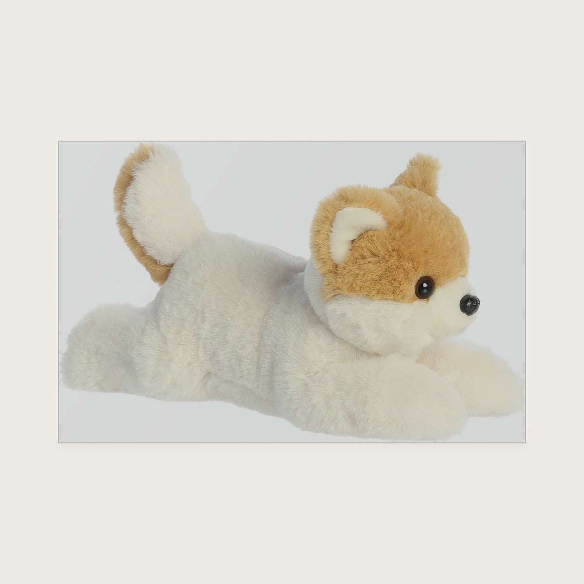 ® Adorable Flopsie™ Peanut Pom Pup™ Stuffed Animal - Playful Ease - Timeless Companions - White 12 Inches