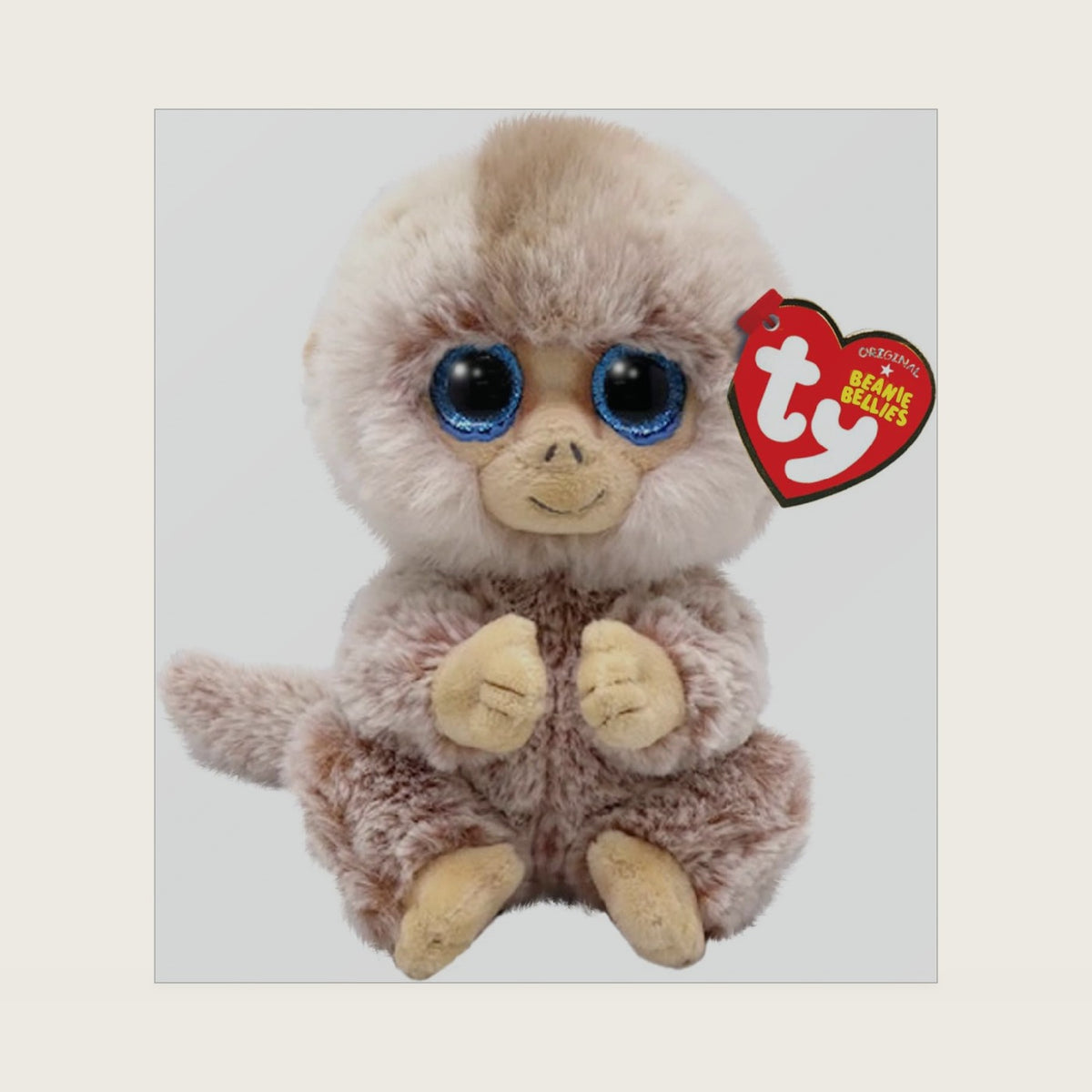 Beanie Bellies-TY41036 Stubby Monkey Soft Toy, 15 cm, TY41036, Brown, Beige, Small
