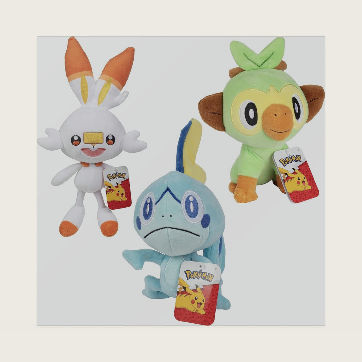 8" Scorbunny, Grookey & Sobble Plush 3-Pack - - Sword & Shield Galar Starter Set - Authentic Soft Stuffed Animal Toy - Gift for Kids, Boys, Girls