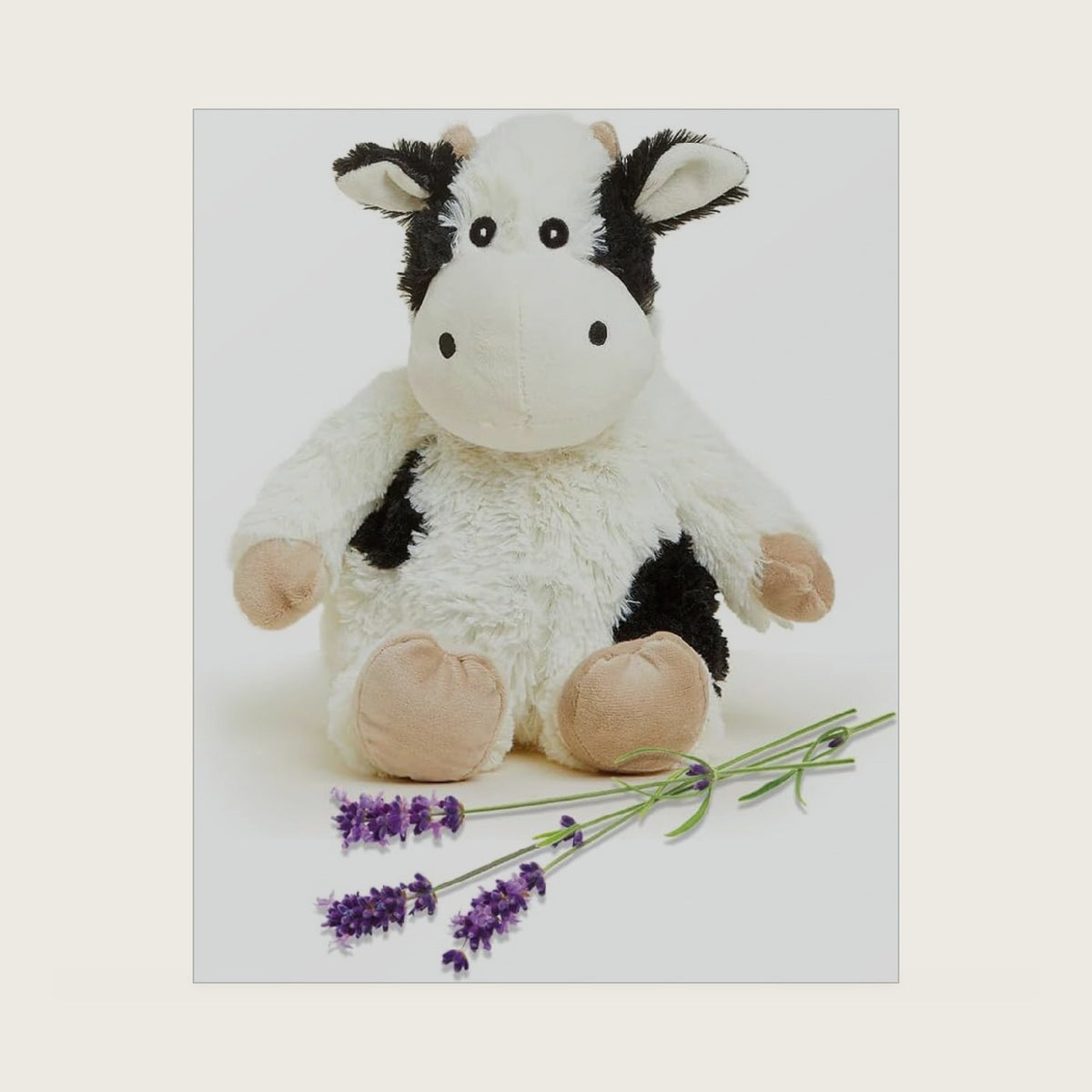 warmies Junior Microwavable & Weighted Stuffed Animals, Black and White Cow - Heated Stuffed Animal Plushie for Warmth & Comfort - Cute Soft Plush Toys for Adults & Children