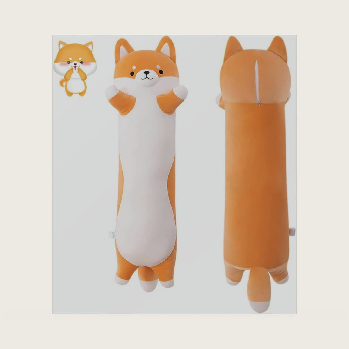 SNOWOLF Long Corgi Plush Body Pillow, 43'' Cute Shiba Inu Dog Stuffed Animals Soft Toy, Big Akita Plush Pillow Doll Toy Gift for Girls Boys