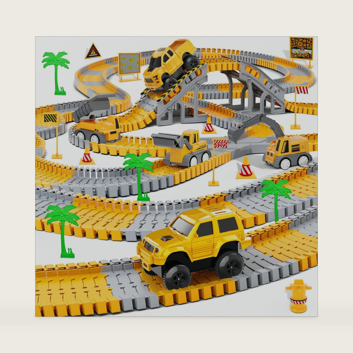 Kids Toys 253 PCS Construction Race Tracks, Create A Engineering Road Game