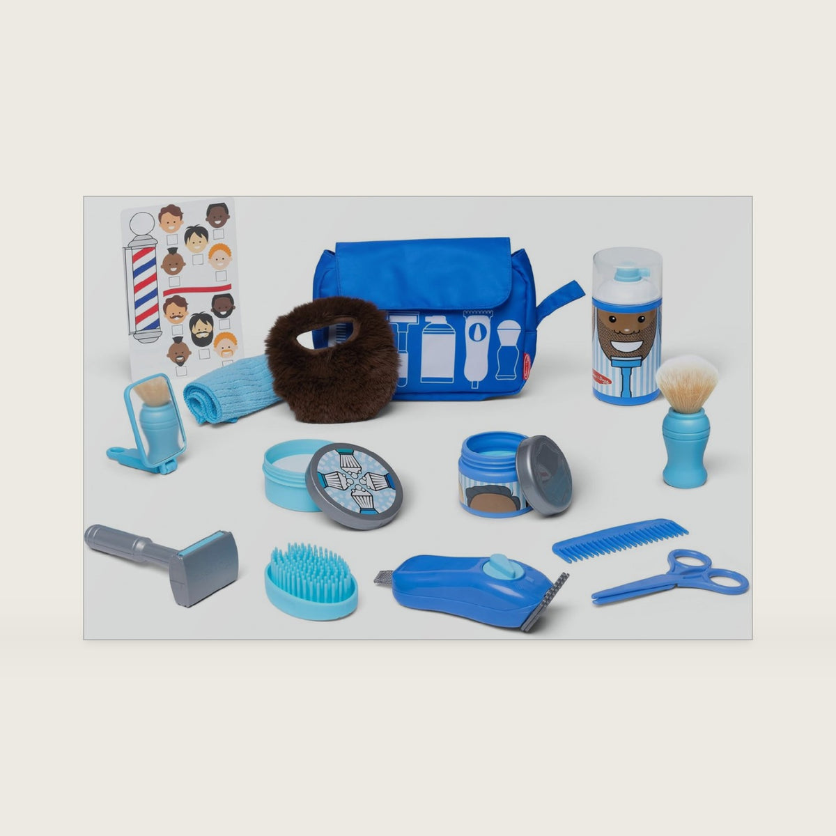 Melissa & Doug Barber Shop 16-Piece Shaving Accessories Pretend Play Set