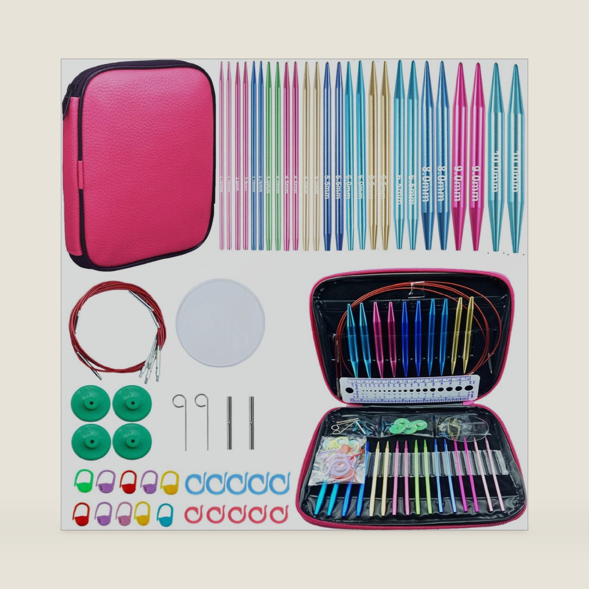 Weabetfu 60pcs Interchangeable Circular Knitting Needles Set,2.75mm-10mm