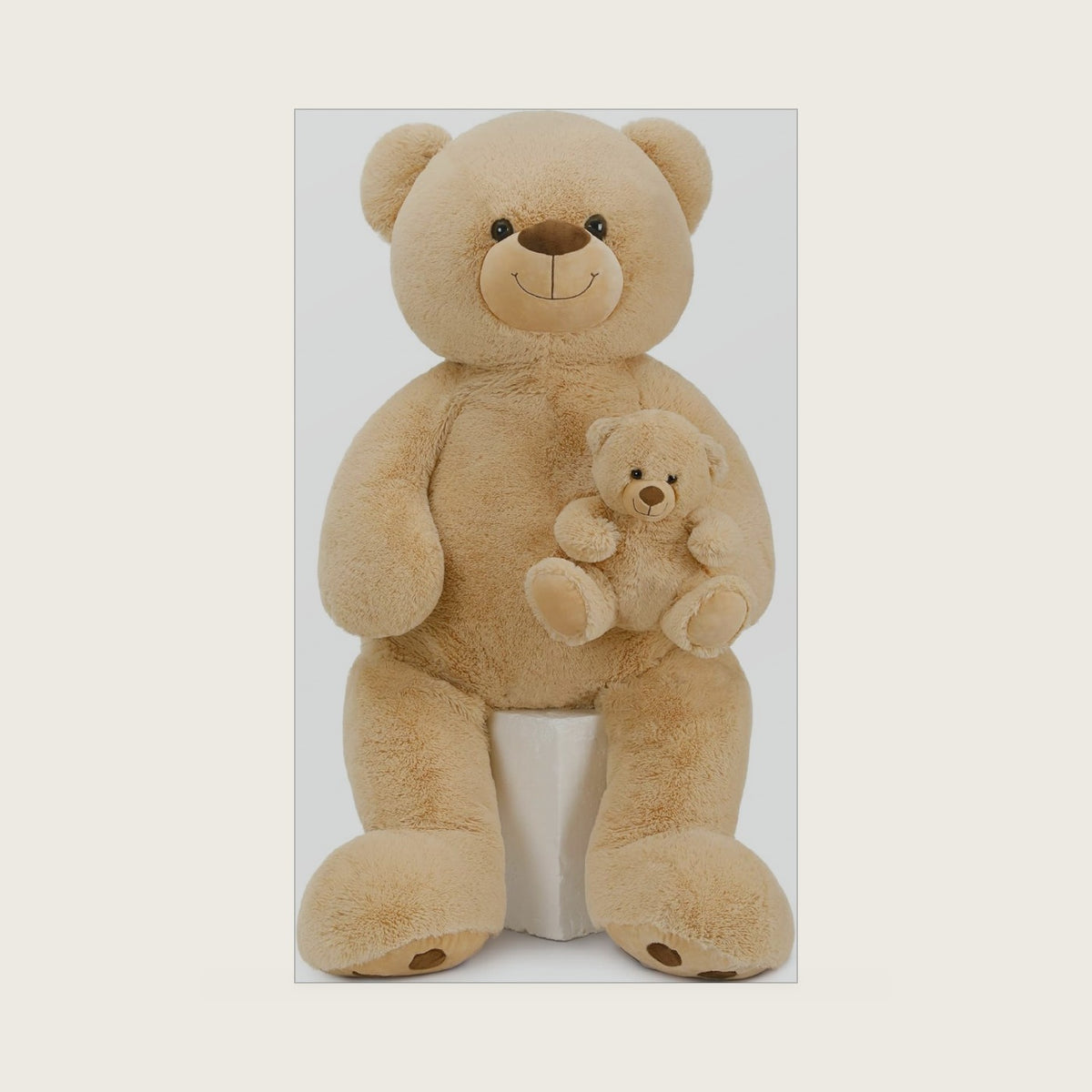MorisMos 51 Inch Giant Teddy Bear, Big Mommy with Baby Bear Stuffed Animal Plush Gifts on Baby Shower, Brown