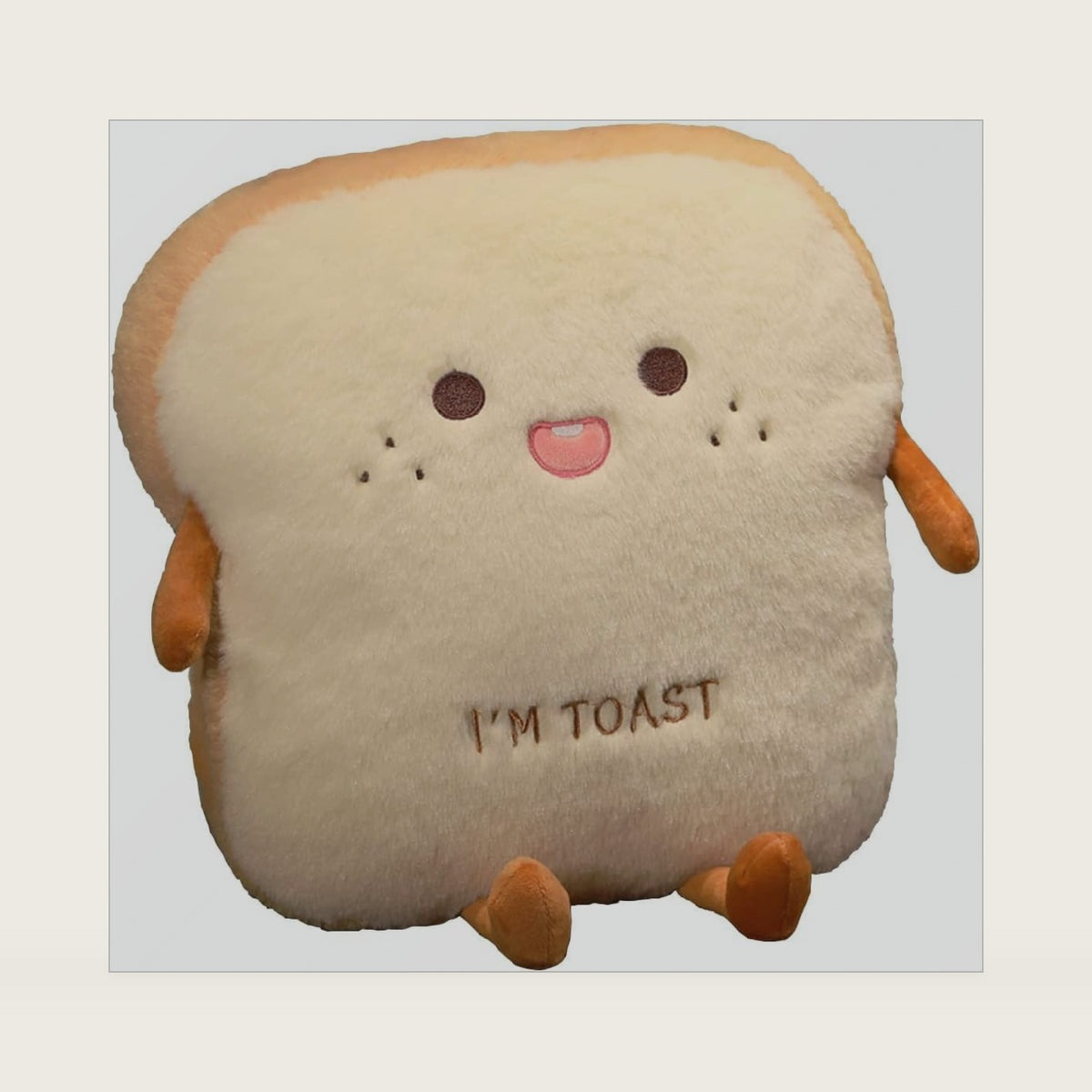 Goylmc Toast Bread Plush Pillow, Bread Stuffed Pillow,Food Plush Pillow with Hand Pocket Great Gift Choice for Kids Adults (15.7 * 13.7 in,Happy)