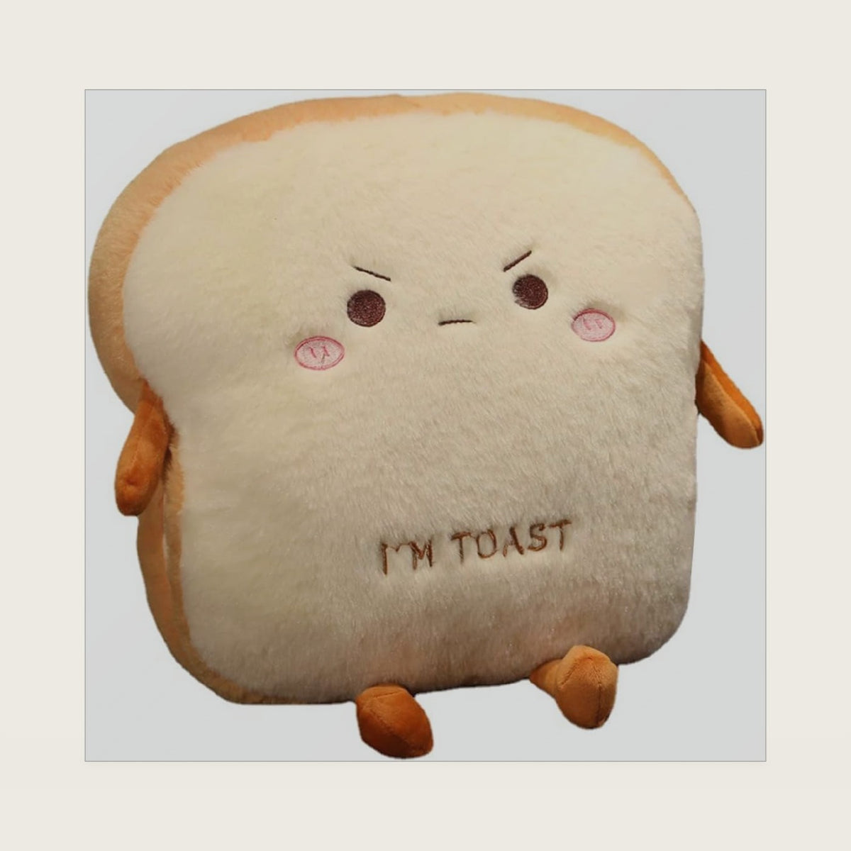 Goylmc Toast Bread Plush Pillow, Bread Stuffed Pillow,Food Plush Pillow with Hand Pocket Great Gift Choice for Kids Adults (15.7 * 13.7 in,Angry)