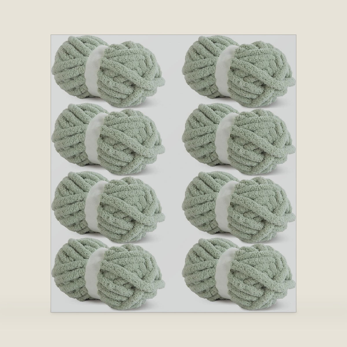 HOMBYS Sage Green Chunky Chenille Yarn for Crocheting, Bulky Thick Fluffy Yarn for Knitting,Super Bulky Chunky Yarn for Hand Knitting Blanket, Soft Plush, 8 Jumbo Pack (27 yds,8 oz Each Skein)
