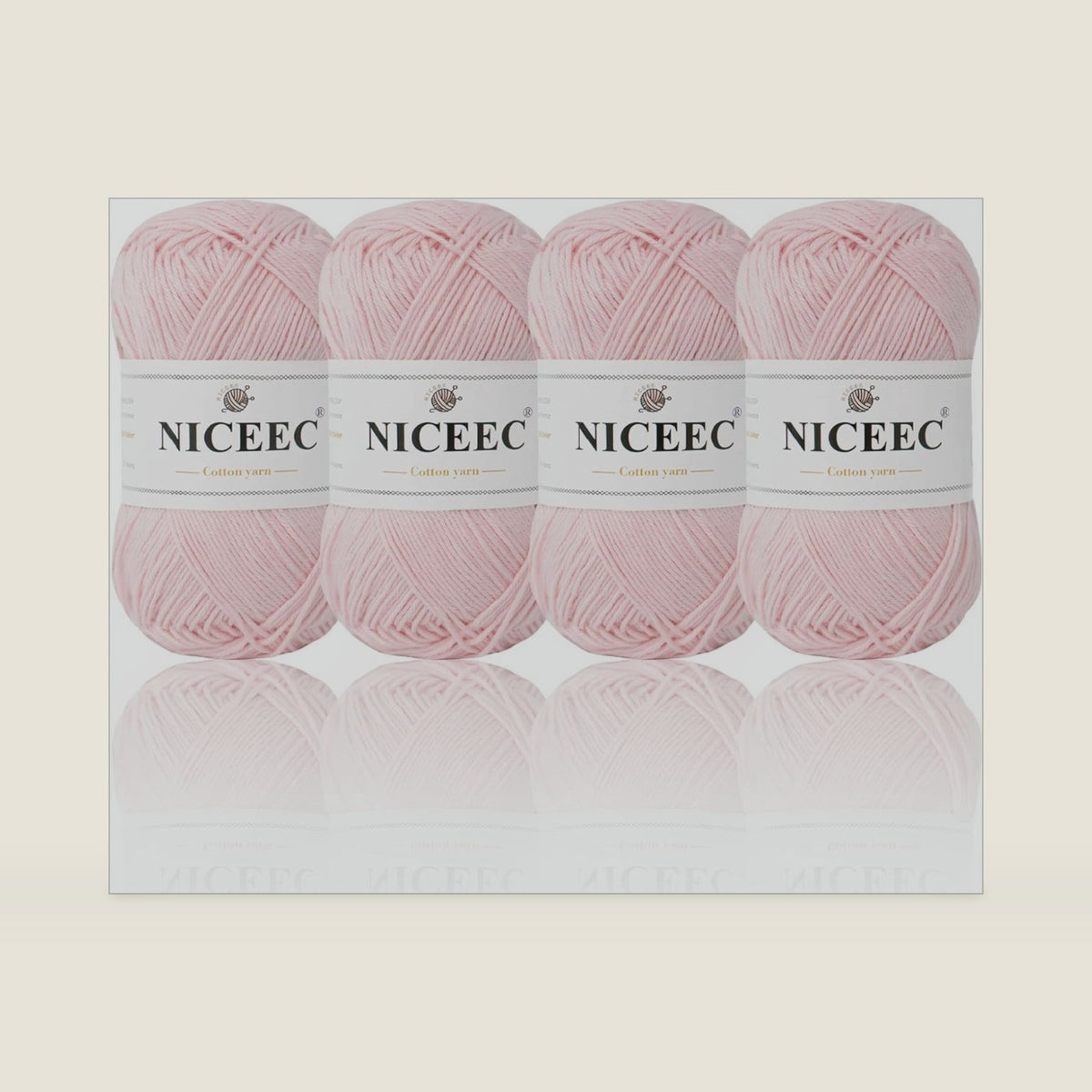 NICEEC 4 Skeins Cotton Yarn Soft Baby Yarn- Light Pink