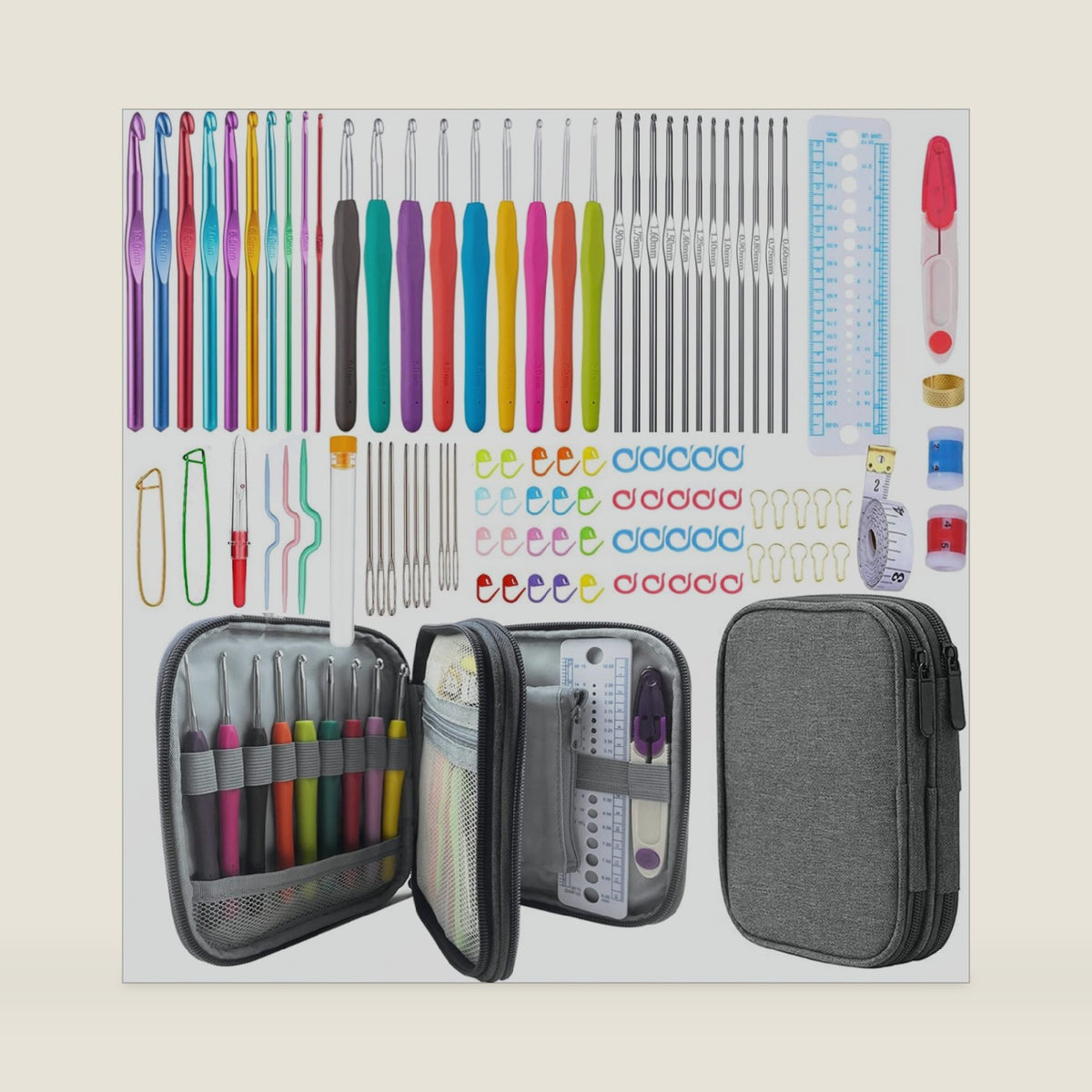 Weabetfu 102pcs Crochet Hooks Set Crochet Hook Kit with Case Ergonomic Crochet Needles for Arthritic Hands and Crochet Accessories Complete Crochet Set for Beginners & Experieced Crochet Lovers