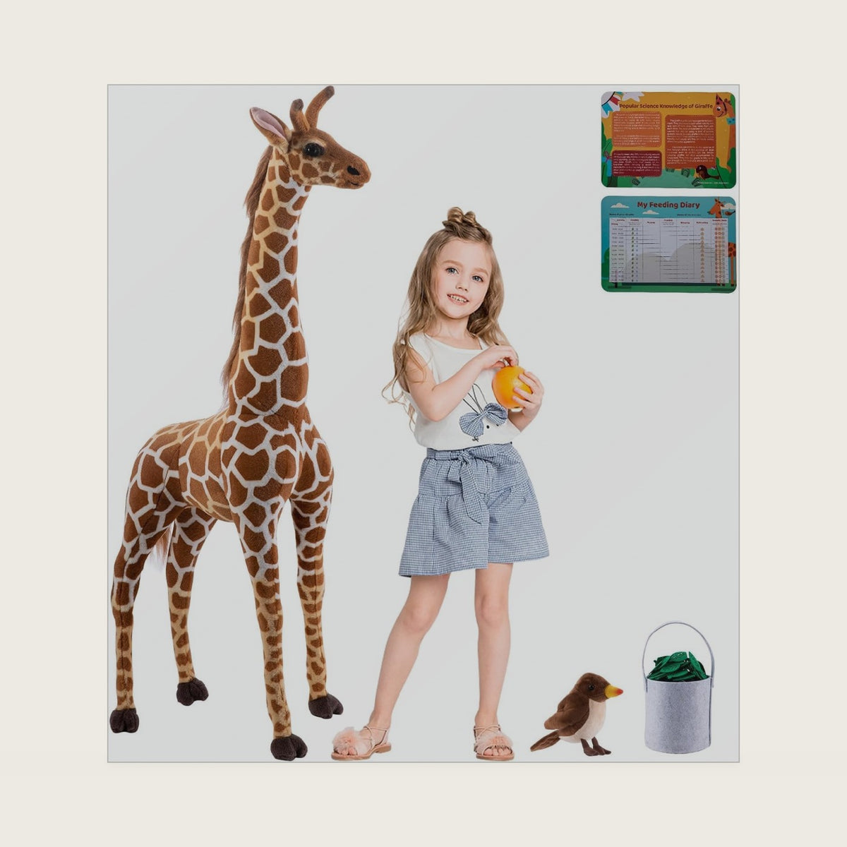 47” Large Giraffe Stuffed Animal Set, Soft Plush Toy