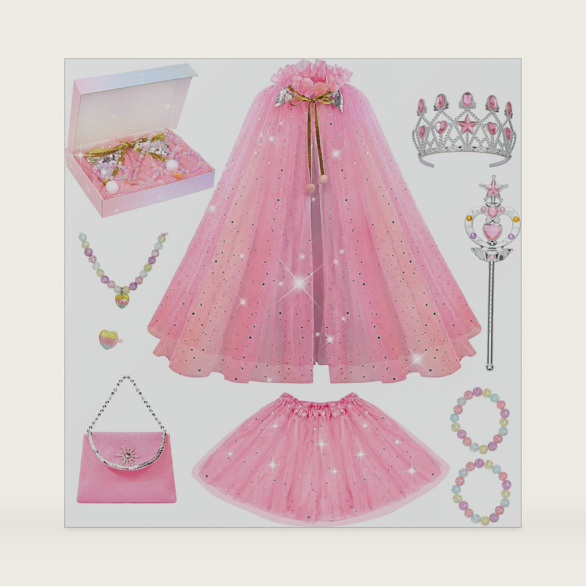 Meland Princess Dress Up Toy for Girls 3-8, Cape & Tutu Set for Girls Gift