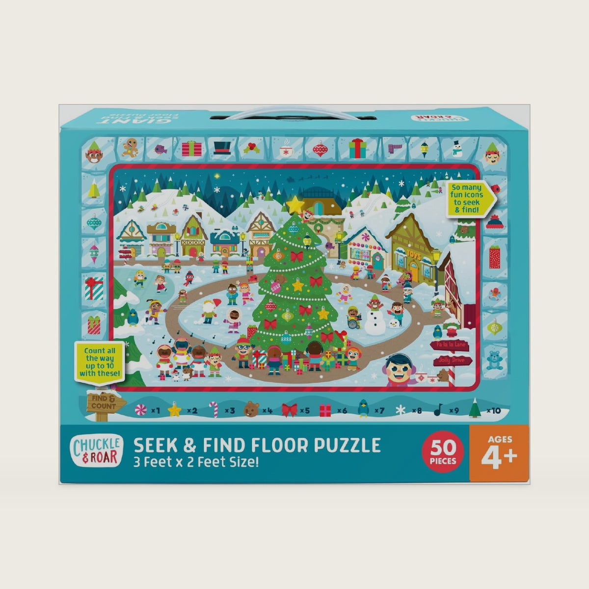 Chuckle & Roar Jumbo Floor Puzzle, Seek & Find, 3' x 2', 50 Pc, Ages 4+