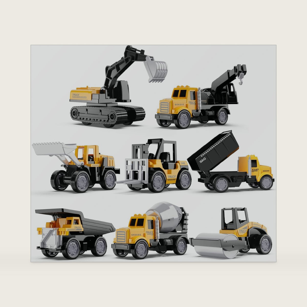 HONGTUO Alloy Mini Construction Vehicles, 8Pcs Die-cast Construction Toys