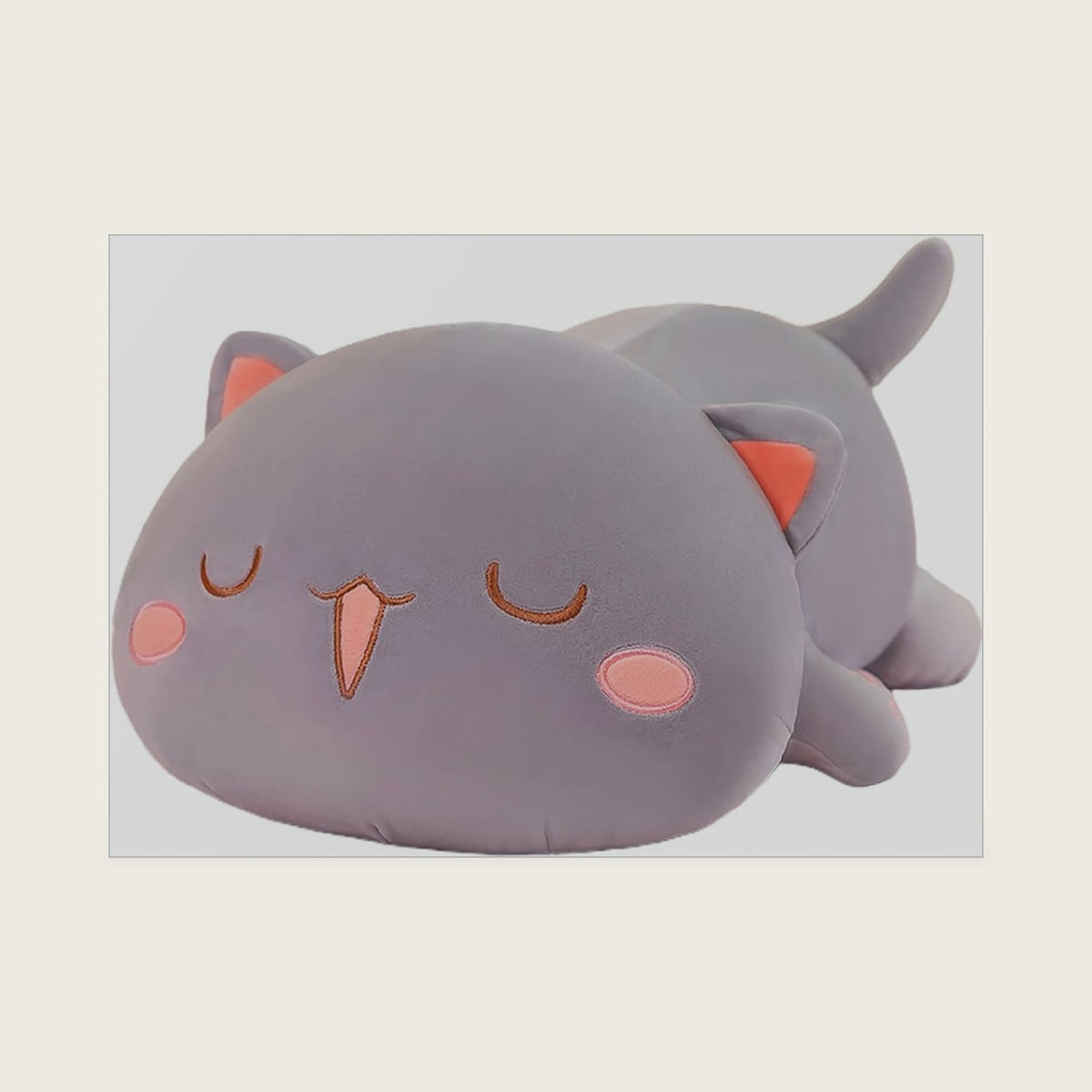 FUYU Cat Stuffed Animals, Soft Cat Plush Pillow Kitten Stuffed Animal Toy Gifts for Kids Boys Girls Room Decor (Gray Squinted,15in/37cm)