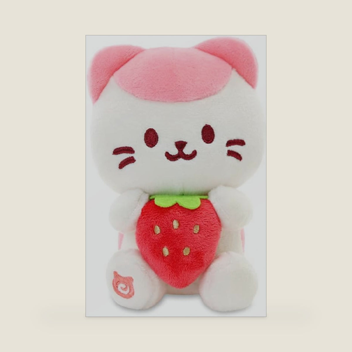 Anirollz Kittiroll Sitting Plush, Kawaii Kitty Cat Holding Strawberry, 6"