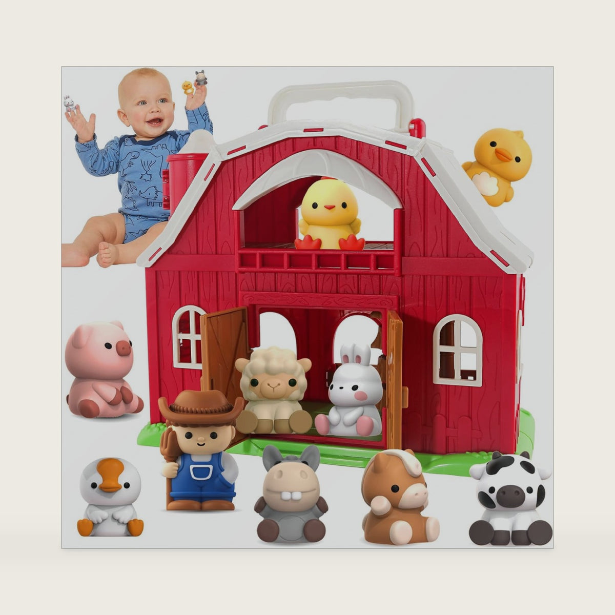 Farm Animal Toys for 1 2 3 Years Old Toddler Boys & Girls Big Barn Playset