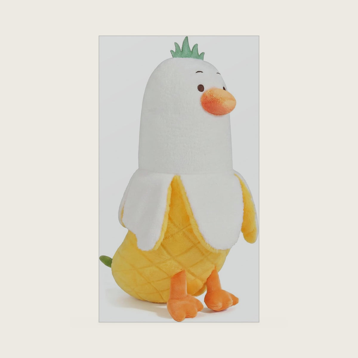 PEACH CAT Pineapple Banana Duck Plush Pillow Duck Stuffed Animal Cute Fruit Plushie for Girls and Boys White 19.7"