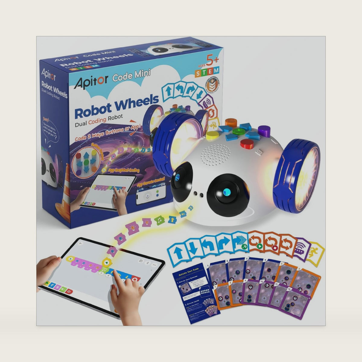 Apitor Robot Wheels STEM Learning Kit Coding Robot for Kids Ages 5-8