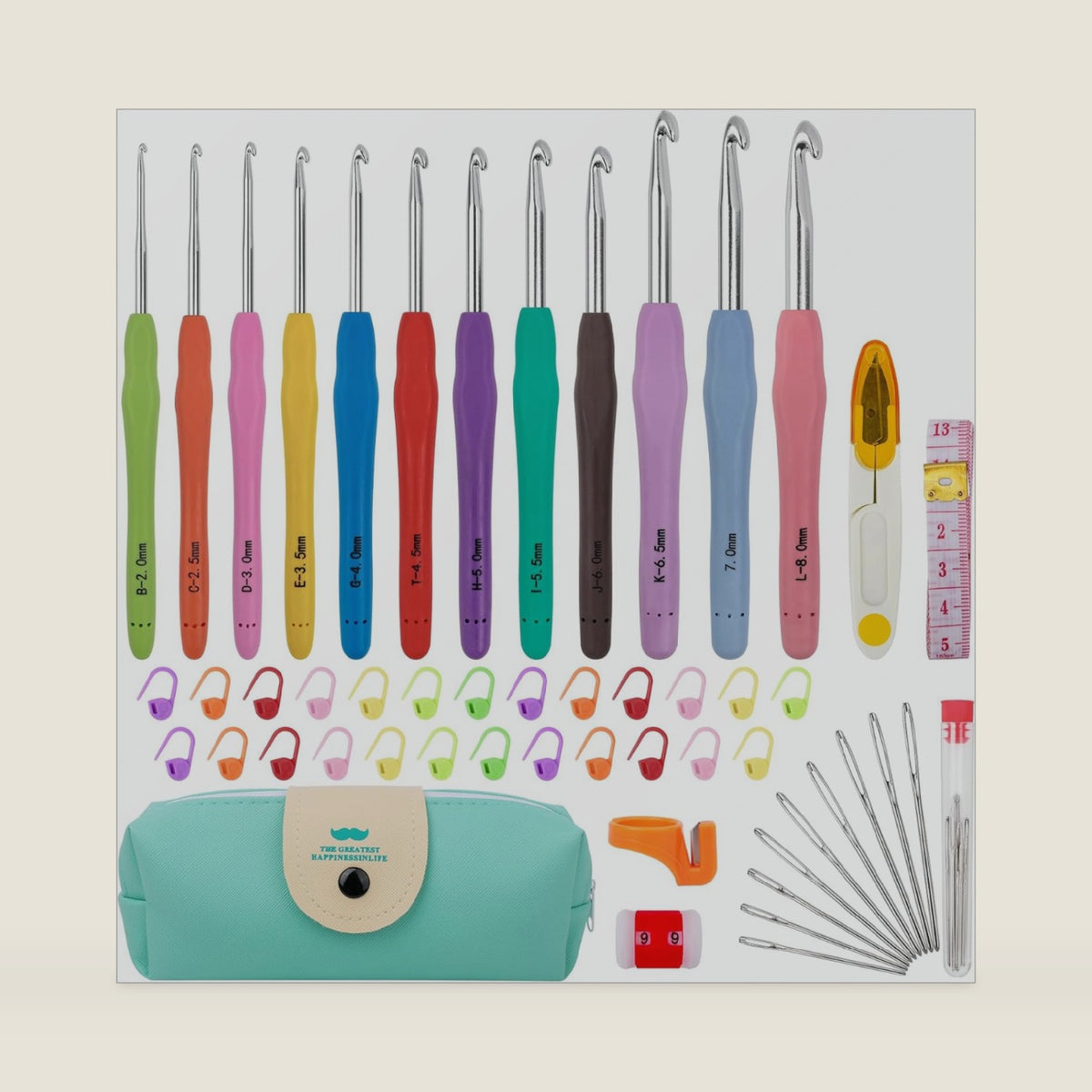 MECHEER Crochet Hooks 12 Sizes Set, 51 Pack Yarn Crochet Kit for Beginners