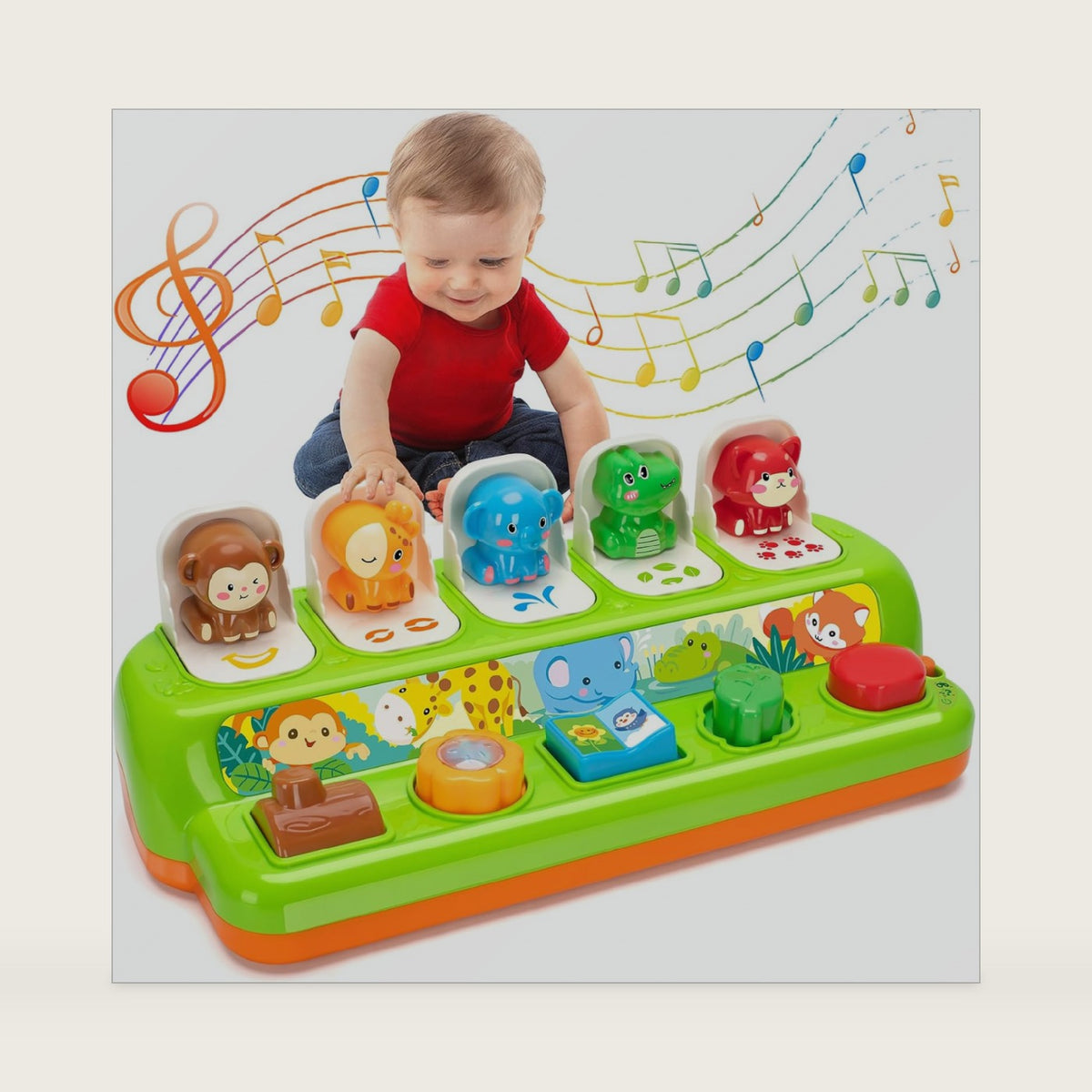 Duchong Pop Up Toys for 1 Year Old Boy Girls, Interactive Cause and Effect Learning Toys with Music & Light for Baby 6 7 8 9 10 11 12 Months, Christmas Birthday 1st Gifts for Toddlers