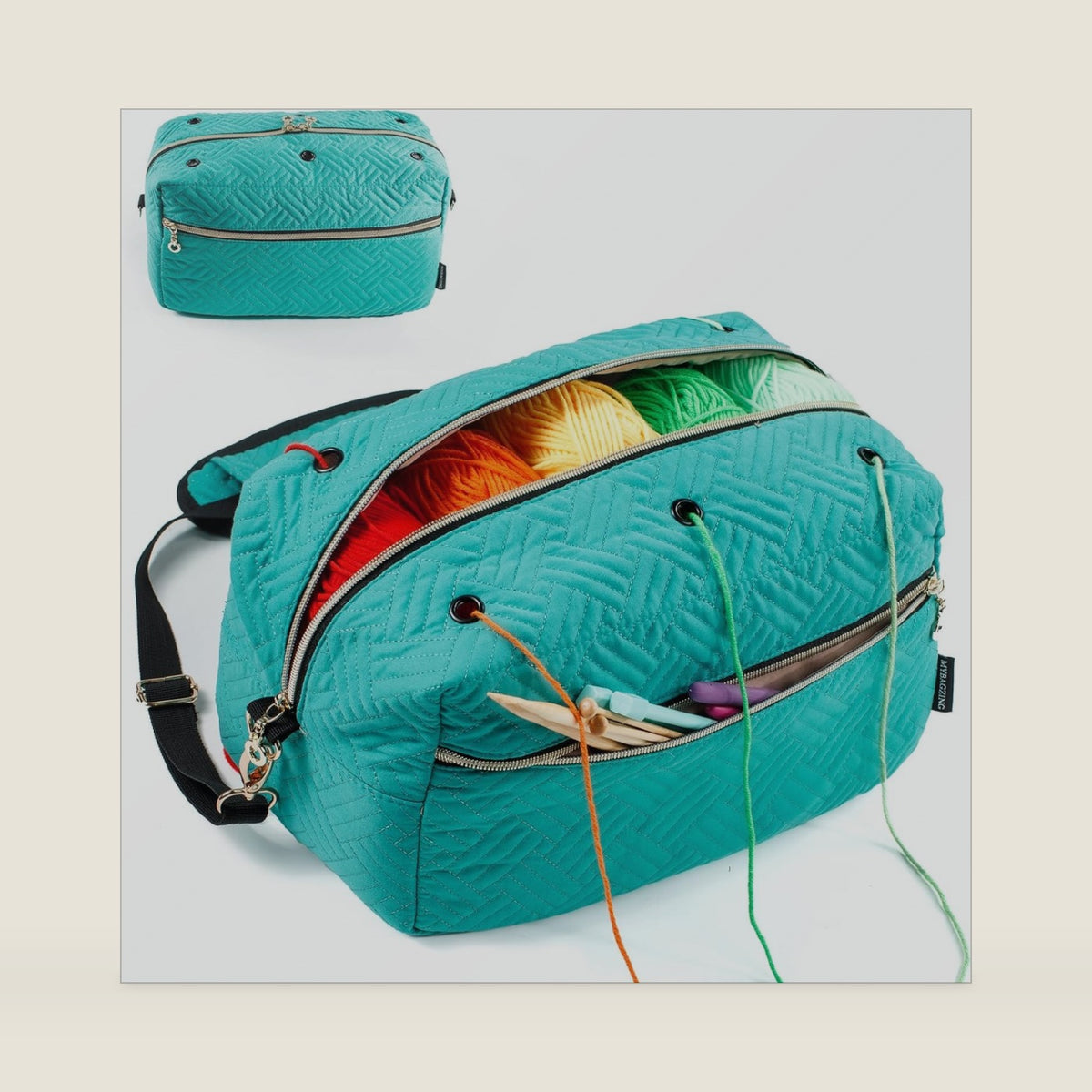MYBAGZING Crochet Bag Organizer,Knitting Bag for Yarn Storage&Crochet Hooks