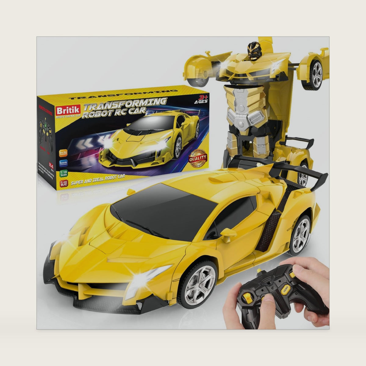 Transform Remote Control Car Toys for Boys 4-6, Drift RC Car Yellow