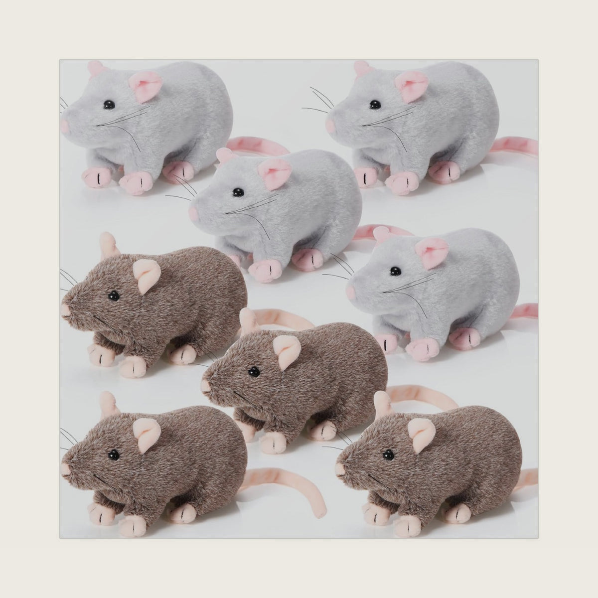 Honoson 8 Pcs Rat Stuffed Animal Mouse Plush Toy 7'', Grey, Brown, Classic