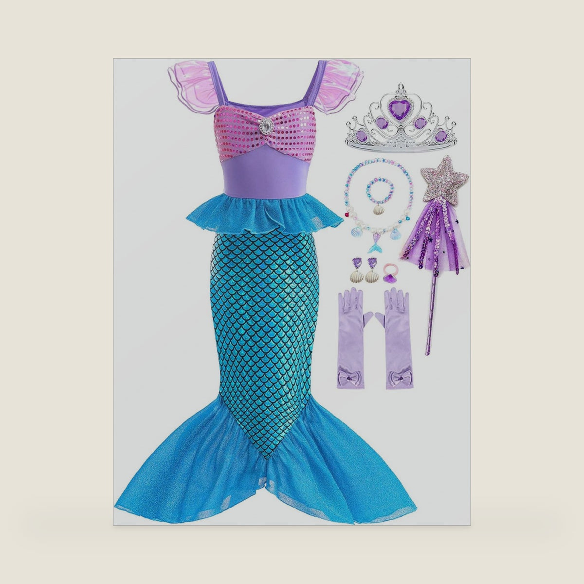 Girls Mermaid Costume Kids Sequins Dress