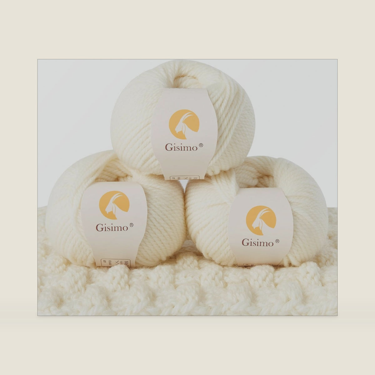 100% Merino Wool Yarn, 3-Ply Luxurious and Soft Yarn for Hand Knitting & Crocheting (beige, 3Balls)