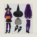 Newcotte 5 Pcs Halloween Witch Costumes Set for Women Cosplay, Purple