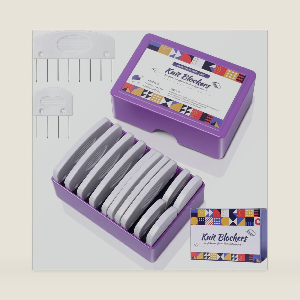 Opstin 20Pcs Knit Blocking Pins Kit, Knit Blockers Pins Kit, Knit Blocking Combs, Blocking Pins for Knitting & Crochet Projects, Knit Blocking Pins for Blocking Mats, Crochet Blocking Pins