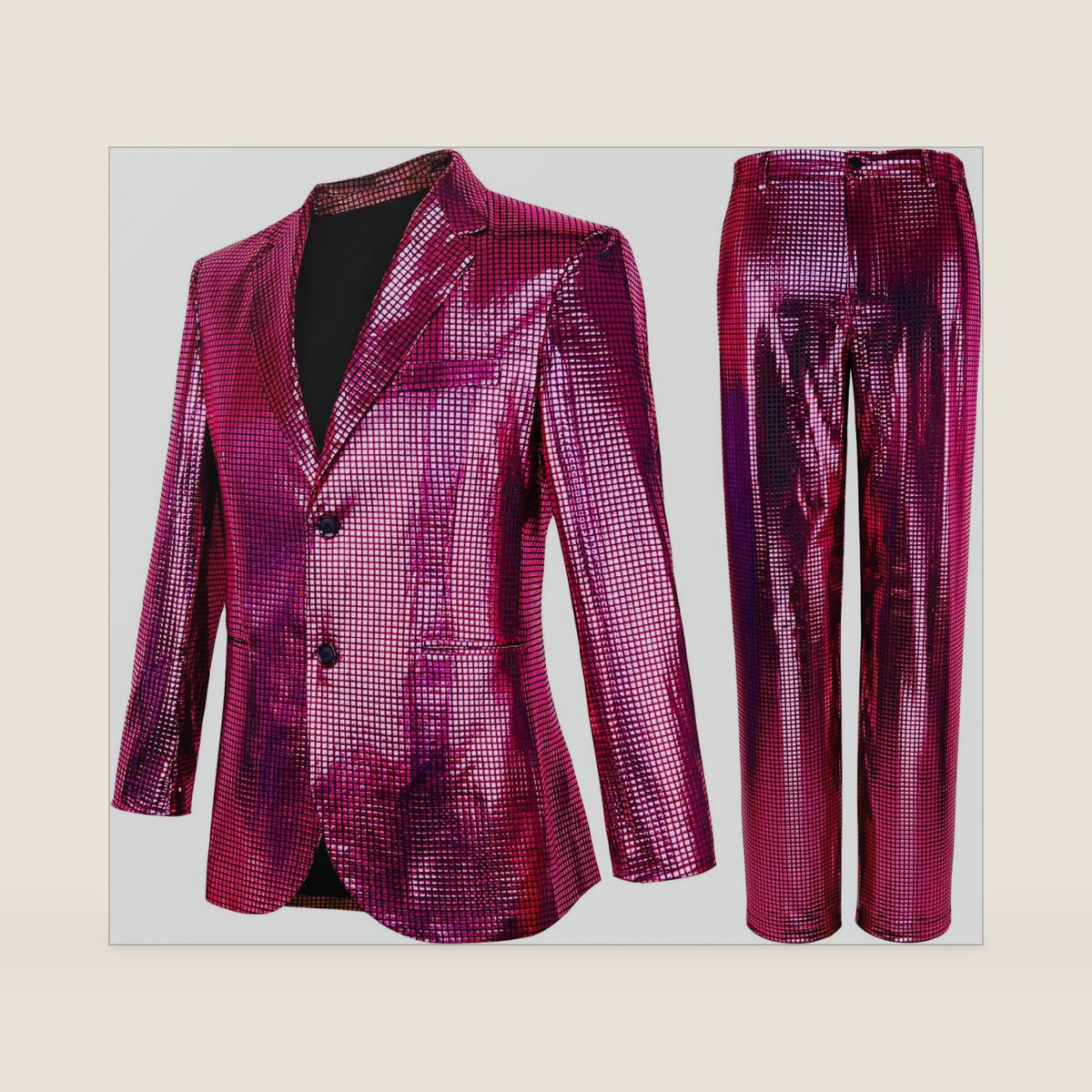 Nawgut Sequin Blazer Metallic Slim Suit 2 Piece Set Disco Prom Shiny Outfit Wedding Party Banquet Fashion Jacket Pant