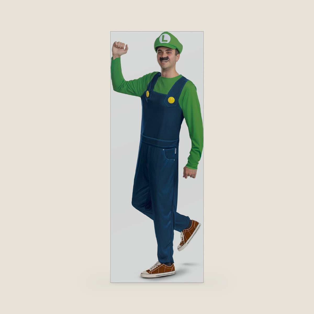 Disguise Luigi Adult Costume, Official Super Mario Bro Elevated Classic Adult Costume, Size Adult S/M