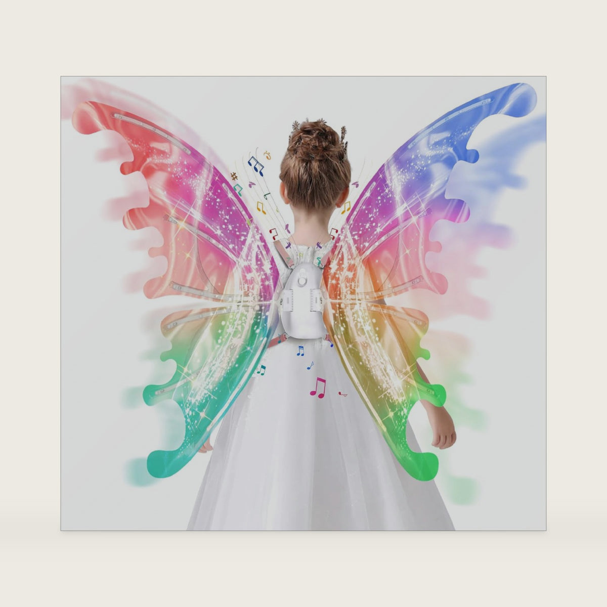 maysida Electric Fairy Wings for Girls, Light Up Moving Butterfly Wings with LED Lights and Music, Toy for Kids as Halloween Valentine Birthday Christmas Party Costume Princess Cosplay Dress Up Gift