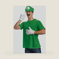 Disguise Luigi Adult Costume Accessory Kit, Official Super Mario Costume with Hat and Mustache, One Size Adult