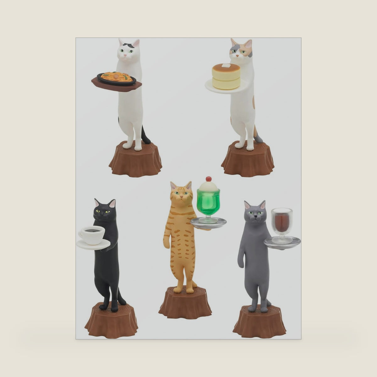Kitan Club Cat Cafe Plastic Toy- Blind Box Includes 1 of 5 Collectable Figurines - Fun, Versatile Decoration - Authentic Japanese Design - Made from Durable Plastic