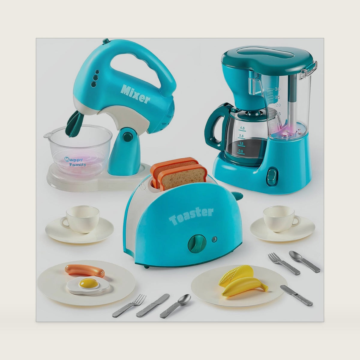 Joyin Play Kitchen Toys, Pretend Food Kitchen Accessories Girls Toy with Coffee Maker, Mixer, Toaster with Realistic Lights& Sounds, Birthday Gift for Kids, Gifts for Christmas