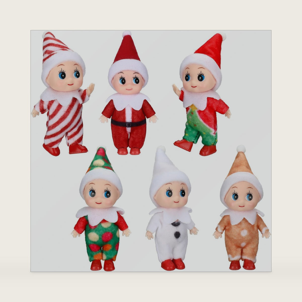 Aoriher 6 Pcs Christmas Elf Twins Tiny Elves Miniature Toys, Lovely