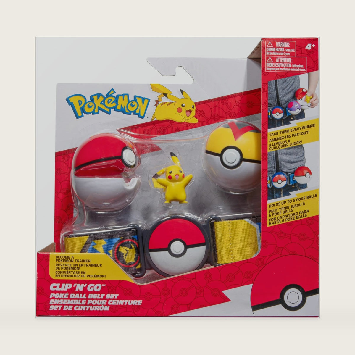 Pokémon Pikachu Clip ‘N’ Go Belt Set - 2-Inch Pikachu Battle Figure with Clip ‘N’ Go Belt Plus Poké and Level Ball Accessories