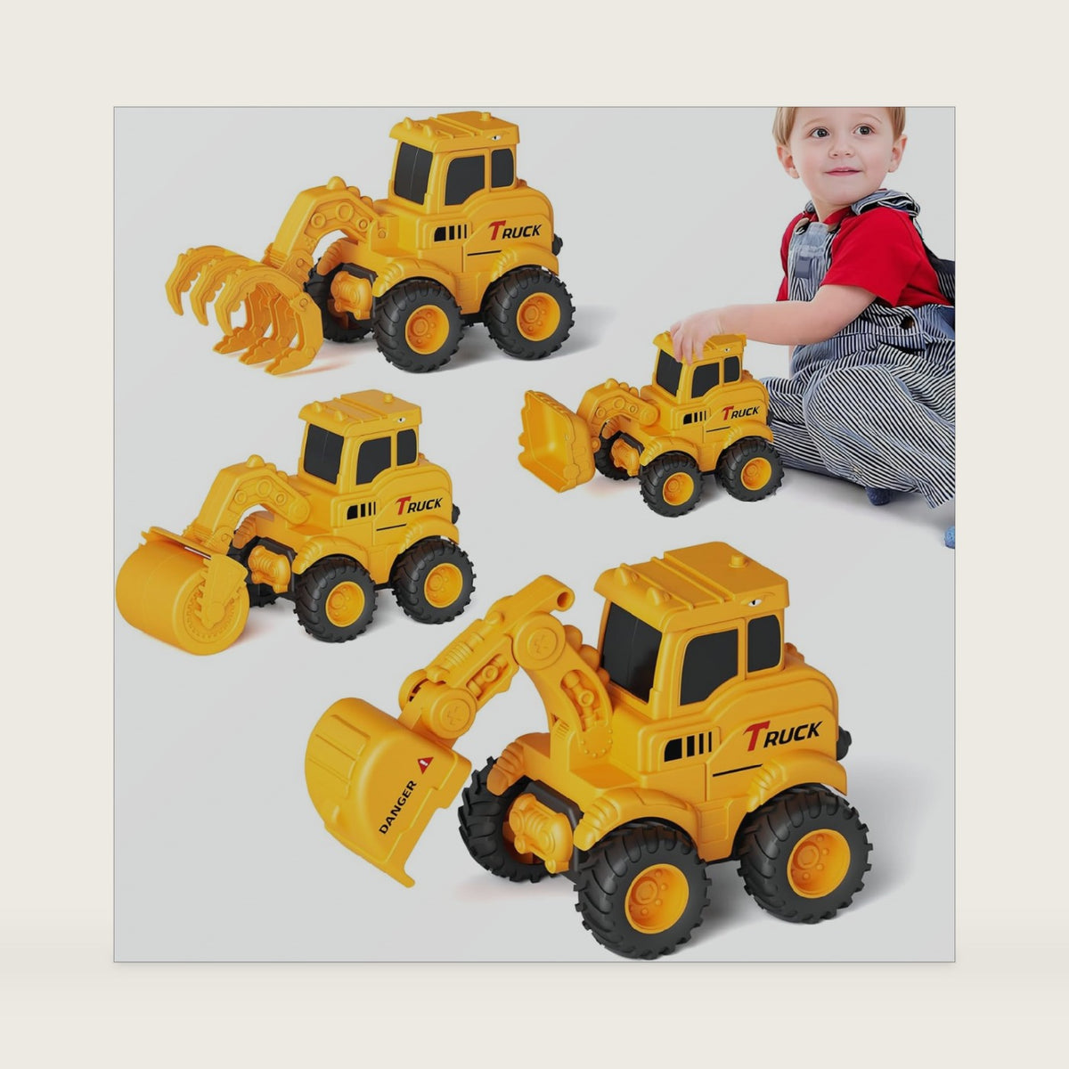 Olbyefly Construction Toys for 2 3 4 5 6 + Year Old Boys Kids Toddlers Girls, Sandbox Excavator Toy Trucks Construction Truck Toys Vehicles Bulldozer Road Roller Toy Christmas Birthday Gifts for Boys