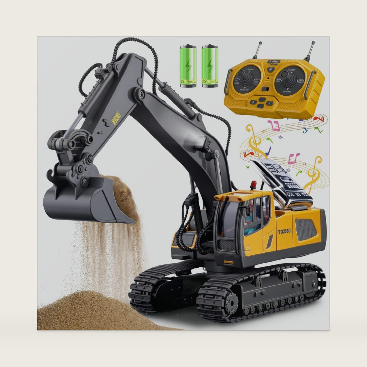 Remote Control Excavator Toys, 11 Channel 1:20 RC Construction Truck