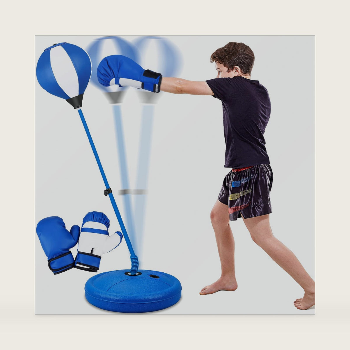 Punching Bag Set Toy with Boxing Gloves, Ideal Birthday for Kids Ages 3-8+