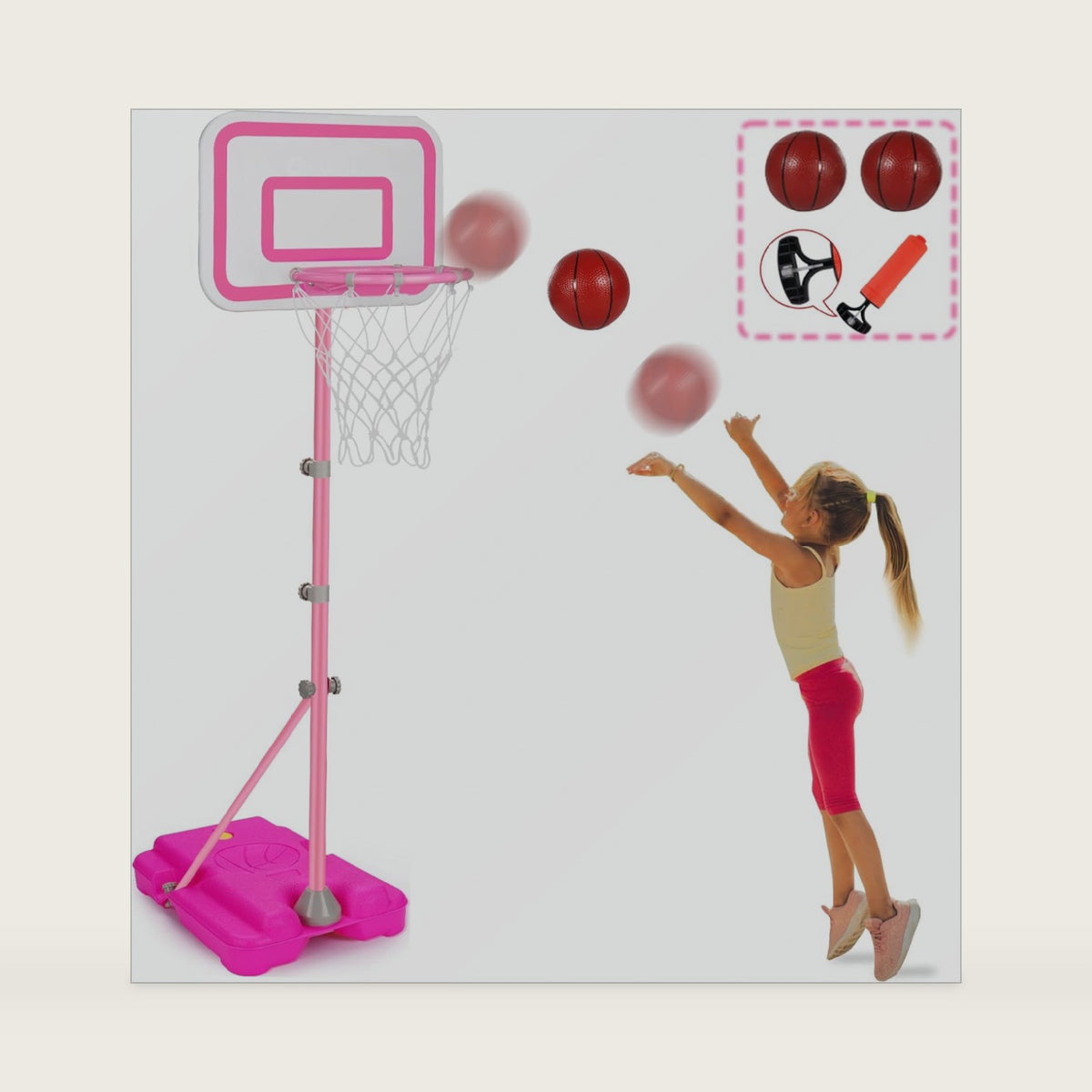 Kids Basketball Hoop, Adjustable Height Girl Basketball Hoop Indoor Toys