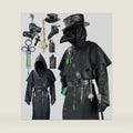 Absolute Vibe Plague Doctor Costume Set Halloween Props Renaissance Medieval Monk Priest Cosplay Outfit Mask Hat Robe Cane