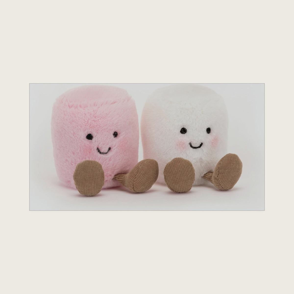 Amuseables Pink and White Marshmallows Stuffed Toy, 3.5 inches | Food Plush | Fun Gift Idea