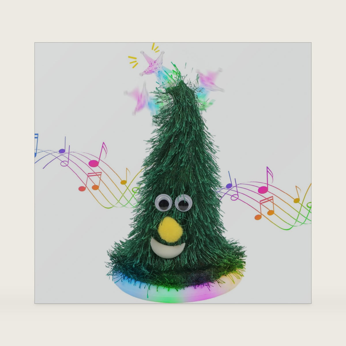 Hopearl Singing Dancing Christmas Tree Twinkling Star with Glowing Bottom Rockin Electric Interactive Animated Toy Plush Buddy Gift for Toddlers, 7''