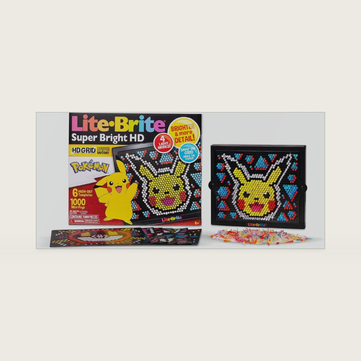 Lite Brite Super Bright HD, Pokemon Edition - Creative Retro Light-Up Screen – Educational Play for Children, Enhances Creativity, Gift for Boys and Girls Ages 6+